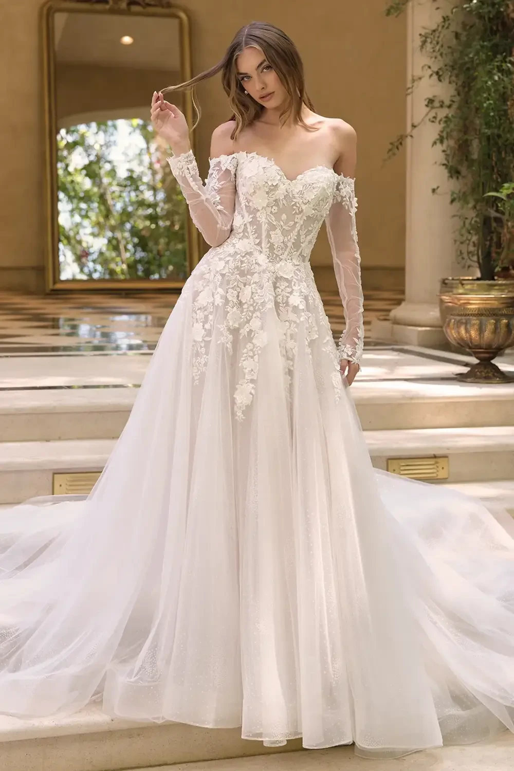 Model wearing a bridal dress